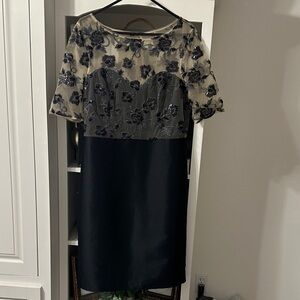 Elegant Black and Cream Floral Dress
